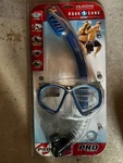 Aqua Lung Sport Pro Series Adult Mask And Dry Top Snorkel Set - Blue/silver. Fixed Price $39.99.