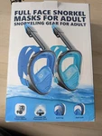 2 Pack Qingsong Full Face Snorkel Mask Blue Light Adult W/ Camera Mount. Fixed Price $38.66.