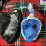 Sinogskl Full Face Snorkel Mask Set Large Blue W/ Tube & Mesh Bag. Fixed Price $17.99.