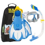 U.s. Divers Avila Mask, Quick Fins, And Varia Lx Snorkel Set, White/blue, Small. Fixed Price $59.99.