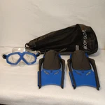 Goggles & Fins Swim Set Blue/black Body Glove Mesh Bag Snorkel. Fixed Price $22.72.
