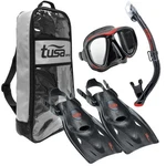 Tusa Powerview Dry Snorkeling Set Silicone Mask Fins Travel Bag. Fixed Price $105.90.
