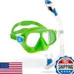 Cressi Rombo & Mini Dry Mask Snorkel Kits, Lime/azure/clear. Fixed Price $109.11.