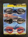 New Us Divers Trilogy Adult Uv Swim Goggles 3 Pack In Navy, Black, Red Silicone. Fixed Price $14.95.