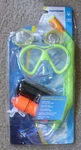 Aqua Portofino Green/yellow 5 Dive Set:mask,snorkel,goggles,floating CASE,BAG,4+. Fixed Price $16.00.