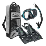 Tusa Powerview Adult Black/ocean Green Mask/snorkel/fins Travel Set UP-2521B-OG. Fixed Price $82.40.