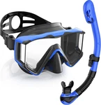 Greatever Snorkel Set 3 Window Mask Adult, Panoramic Black Blue. Fixed Price $63.50.