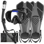 Mask Fins Snorkeling Gear For ADULTS,4 1 Set Large, Blue. Fixed Price $15.00.