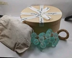 Decorative Gift Box Set Faux Sea Glass Look Grapes Burlap Bag Rustic Coastal. Fixed Price $24.95.