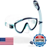 Cressi Tinetto & Iguana Dry Mask Snorkel Kits, Navy/ice Cyan. Fixed Price $57.37.