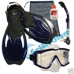 Snorkeling Diving Gear Purge Mask Dry Fins Bag Defog Package Combo Set. Fixed Price $74.95.