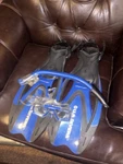 Us Divers Proflex Snorkeling Set Adult Size Large, Blue Swimming Fins Mask W/bag. Fixed Price $22.50.