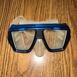 Vintage Scubapro Dive Snorkel Mask ?model? Blue Frame Clear Silicone Skirt/strap. Fixed Price $29.99.