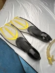 Cressi Pluma Fin Snorkel Set Yellow Gray Size 45-46 10-11 Made Italy Bag. Fixed Price $29.99.