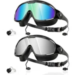 Swimming Goggles For Adult Kids Wide View Anti-fog Uv W/ Earplugs Nose Clips. Fixed Price $15.99.