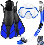 Mask Fin Set, Travel Snorkeling Gear. Size: Ml/xl - Black Blue. Fixed Price $21.95.