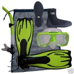 Scuba Dive Silicone Mask Goggle Snorkel Boots Fins Flippers Bag Package Gear Set. Fixed Price $149.95.