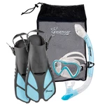 Seavenger Adult Kid Dry Top Snorkel Mask Fins Bag Travel Set Beach Dodger Blue. Fixed Price $45.00.
