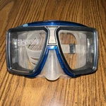 Vintage Nos Scubapro Quadvision Dive/snorkel Mask Blue/black Frame Clear Skirt. Fixed Price $49.99.