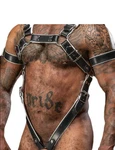 Men Leather Chest Harness Body Armor Buckle Adjustable Strap Ring White Costume. Fixed Price $79.99.