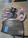 Odoland Pink Snorkel Mask,flippers Mesh Bag,extra Ring 36-41 M/s 1/2-8. Fixed Price $22.50.