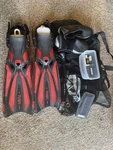 Tusa Solla Fins Size 7-10 + Boots 9 Scubapro Mask Snorkel Dive Set. Fixed Price $95.00.