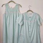 Vintage Barbizon Aqua Green Laced 2PC Robe & Sleeveless Nightgowns S/m. Fixed Price $89.95.