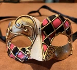 Original Venezia Handmade Phantom Mask Black Pink Gold Diamond, Unisex. Fixed Price $24.99.