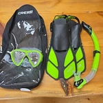 Cressi Palau Laf Scuba Diving Set Black/green, S/m Fins, Mask Snorkel Travel Bag. Fixed Price $60.00.