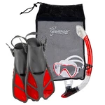 Seavenger Adults Kids Dry Top Snorkel Mask Fins Bag Travel Set Beach Lake Red. Fixed Price $45.00.