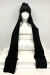 Beanie Cap Scarf Pockets & Hood Black New Acrylic Faux Fur Trim Multi Function. Fixed Price $8.99.