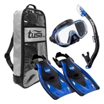 Tusa Visio Tri-ex Adult Metallic Blue/black Mask/snorkel/fins Travel Set. Fixed Price $121.88.