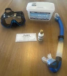 Tusa Freedom Elite Mask Fish Blue/black W/ Hyperdry Snorkel Tube-ships. Fixed Price $115.00.