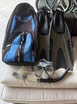 Aqua Lung Sport Snorkel Set With Fins, Mask, And Gear Bag - Size L/xl. Fixed Price $35.00.