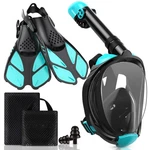 Viginsul Snorkeling Gear For Adults, Mask+s/m Fins, Black Green. Fixed Price $84.99.