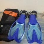 Speedo Kids Dive Fins Blue Youth Shoe Size 9-13 W/ Mesh Bag Snorkel Junior (O7). Fixed Price $14.99.