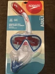 Speedo Adult Mask Snorkel Set - Red/white/blue: Polycarbonate, Silicone & Rubber. Fixed Price $15.00.
