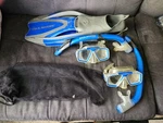 Us Divers Proflex Fins Flippers 9.5-11.5 44-46 W/2 Masks Snorkels & Mesh Bag. Fixed Price $10.00.