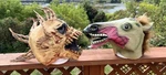 Pair Of Latex Halloween Masks Skull Fin And Zombie Horse Adult Full Head Costume. Fixed Price $24.00.