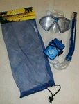 Aqua Lung Junior Child Snorkel Mask Waterproof Id Holder & Mesh Carry Bag Set. Fixed Price $5.00.