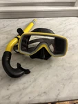 Vintage Cressi-sub Children Mask And Snorkel Set Yellow Black Blue. Fixed Price $14.99.
