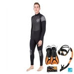 Seavenger Men's 3MM Odyssey Wetsuit & Hanalei 4-PIECE Orange Snorkeling Set. Fixed Price $123.99.
