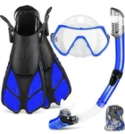 Snorkeling Gear Mask Fins Set ( M/l Blue). Fixed Price $39.99.