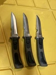 Cressi Dt 16065 Diving Knife, Stainless Steel Blade W/ Original Sheath Set Of 3. Fixed Price $55.00.