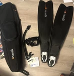 Mares Instinct Pro Polytec Spearfishing Swim Fins Black Sz 8/9 W/ Mask Snorkel. Fixed Price $149.99.