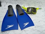 Speedo Short Swim Fins And Full-face Snorkel Mask With Dry-top Orig. Bag. Fixed Price $60.00.
