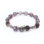 6 Inches, Purple Phantom Quartz Faceted Energy Tube Stretch Bracelet, Owl Beads. Fixed Price $9.00.