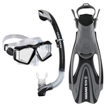 Us Divers Adult Sideview Mask, Astro Snorkel, Fins Set, Black/silver, Size Small. Fixed Price $71.49.