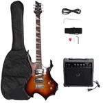 Us Brown Flame Shaped Electric 6STRING W/guitar Amplifier Bag Tremolo Arm. Fixed Price $151.04.