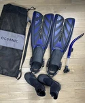 Oceanic Vortex V-16 Flippers Sz Snorkel, Bag, & Boots Snorkel/scuba Dive Set. Fixed Price $155.00.